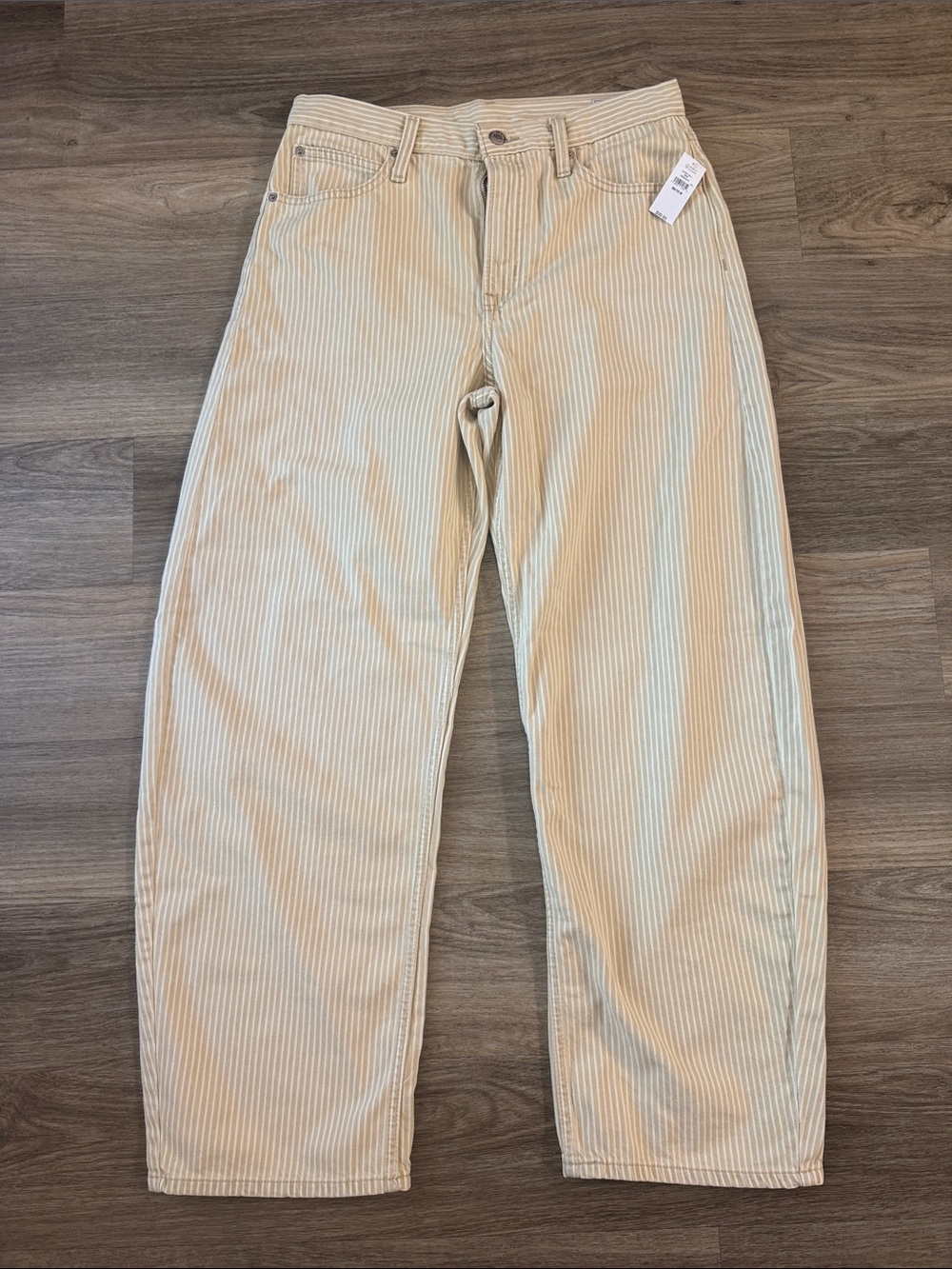 GAP Barrel High Rise Pants in Cream Striped